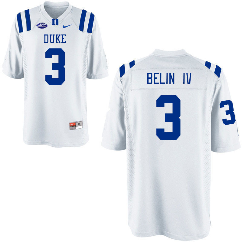 Duke Blue Devils #3 Henry Belin IV College Football Jerseys Stitched-White